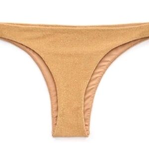 Aerie M Women Bikini Metallic Gold Cheekiest Bottoms Sparkle Swimwear Medium